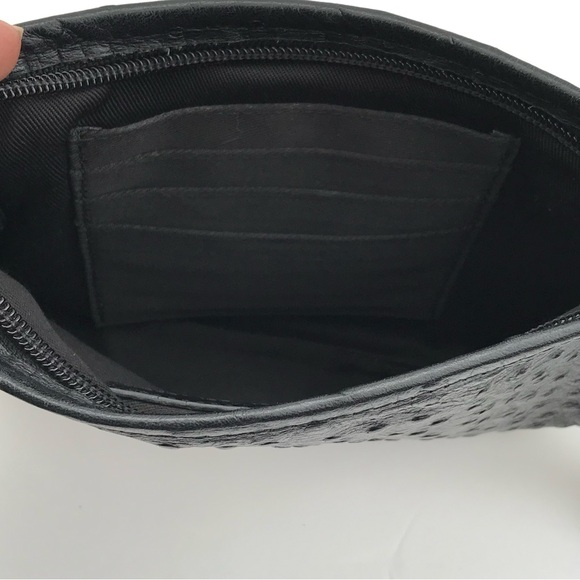 Audrey Brooke Ostrich Skin Embossed Genuine Leather Pouch / Wristlet - Picture 4 of 7